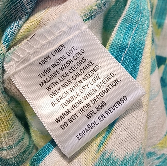 JM Collection Colorful Patterned 100% Linen  Button-Up Shirt Size 14 - Picture 9 of 11